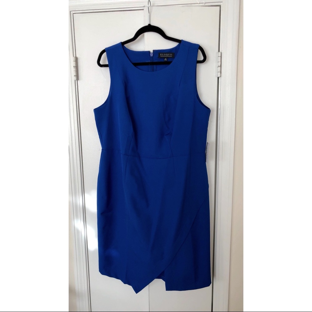 ELOQUII Blue Sleeveless Faux Wrap Dress (18)